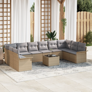 Set di divani da giardino  11 pezzi con cuscini in rattan polimerico neri