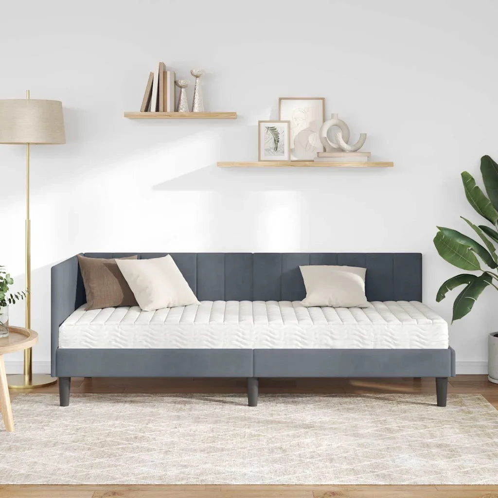 Struttura Letto Angolare con Materasso 2 pcs Grigio Velluto