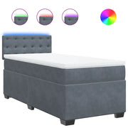 Letto singolo | Letto per adulti | Giroletto a Molle con Materasso Grigio Scuro 80x200 cm Velluto