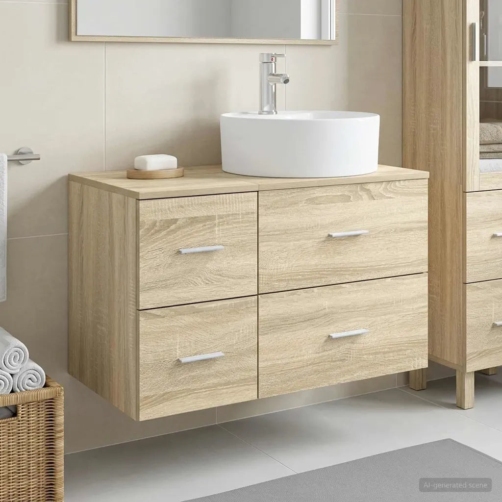 Set di mobili per il bagno 2 pz Rovere Sonoma 3403986