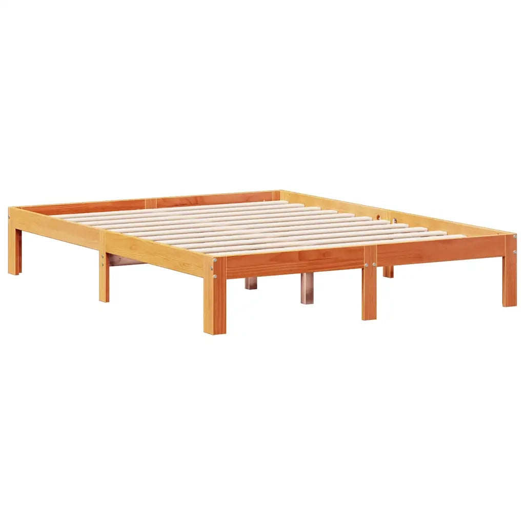vidaXL Letto Libreria senza Materasso Marrone Cera 135x190 cm in Pino