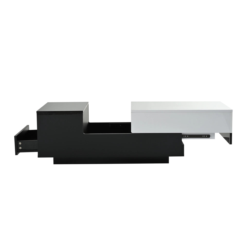 TAVOLINO DA SALOTTO 100 x 50 x 38 cm Bianco/Nero in pannello di particelle con 2 cassetti