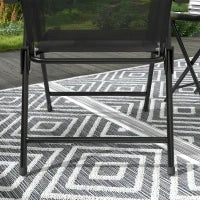 Set Bistrò da Giardino 3 Pezzi con 2 Sedie e Tavolino Rotondo Pieghevole, Piano in Vetro Temperato, Metallo Epossidico Tessuto a Maglia
