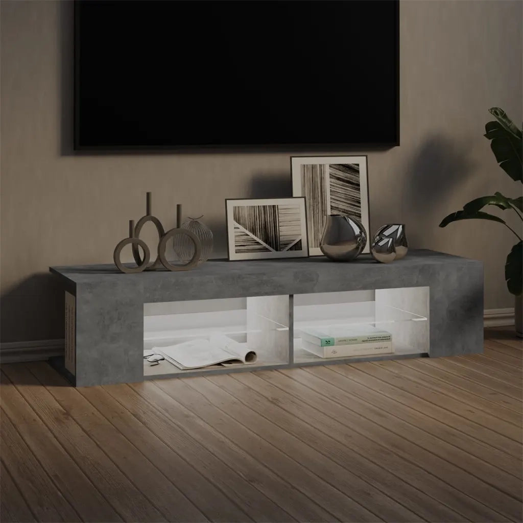Mobile Porta TV con Luci LED Grigio Cemento 135x39x30 cm 804233