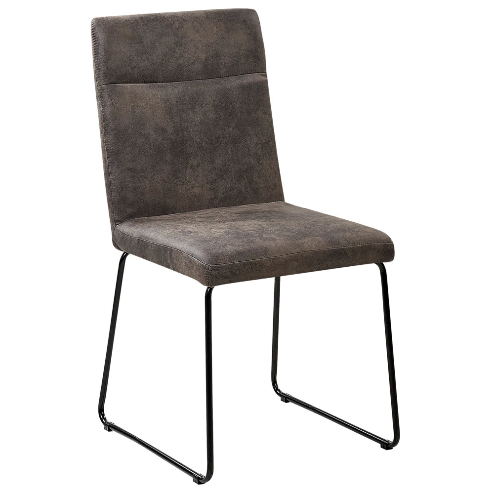 Set di 2 sedie da pranzo con sedile imbottito in tessuto grigio gambe a forma di U in metallo Nero
