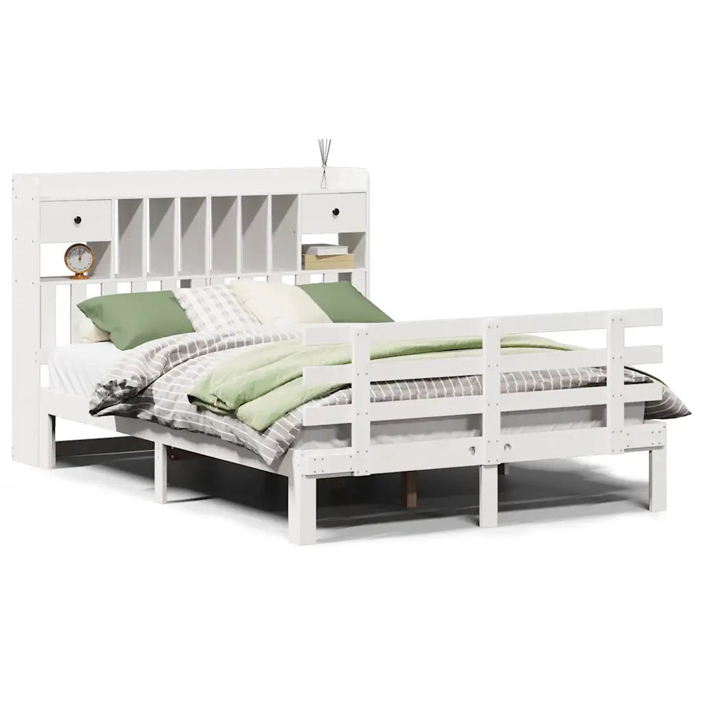 Letto Libreria senza Materasso Bianco 140x200 cm Legno di Pino 3322797