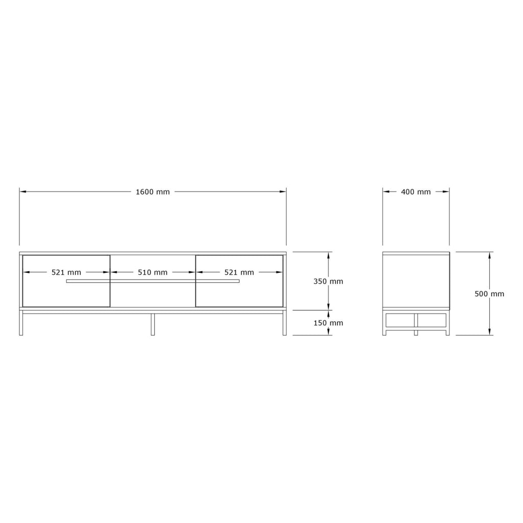 Cinaglio, Mobile Porta tv un Ripiano, 160x40x50h cm Marrone Rovere