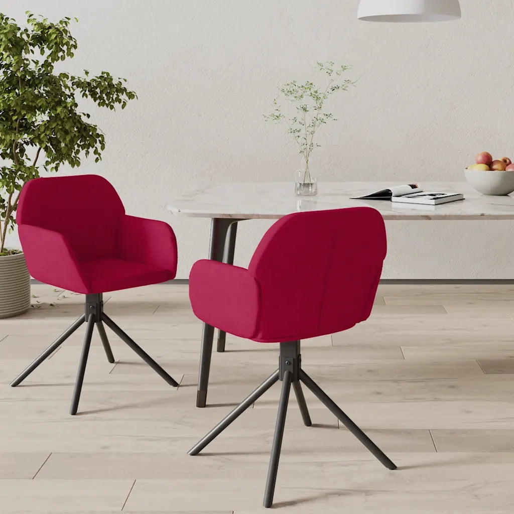 Sedie da Pranzo Girevoli 2 pz Rosso Vino in Velluto 344745
