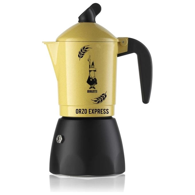 Bialetti 5338 Orzo Express Moka per Orzo 2 Tazze Alluminio Manico Silicone colore Giallo