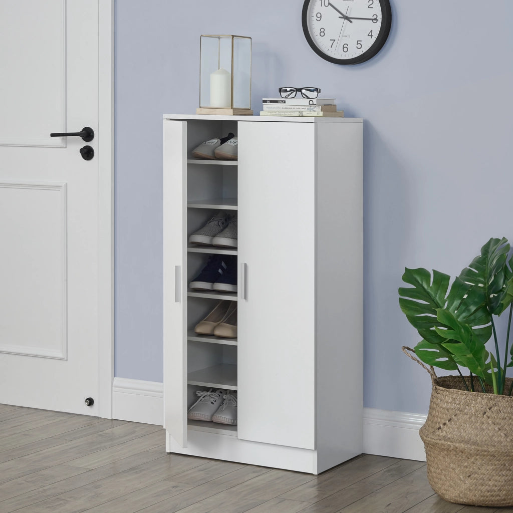 Armadio Portascarpe Notribontaa con 7 Scomparti Scarpiera 108 x 55 x 35 cm - Bianco [en.casa]