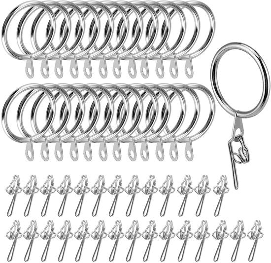 Raccordi per tende 30 mm - Attrezzi per tende metallici - 100 pezzi - Duraturi - Facili da installare - Argento - Attrezzo per tenda