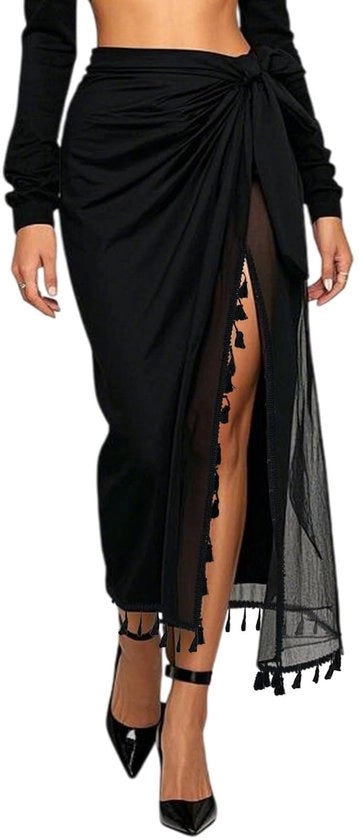 Asciugamano da Spiaggia Nero - Sarong - Strappo da Spiaggia - Copertura per Bici - Strappo Chiffon - Materiale 1 Unita