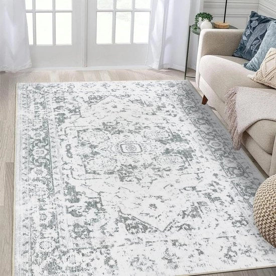 Tappeto Premium di alta qualità 160 x 230 cm per soggiorno e camera da letto - Lavabile e vintage - Tappeto morbido con antiscivolo per cucina - Design trendy