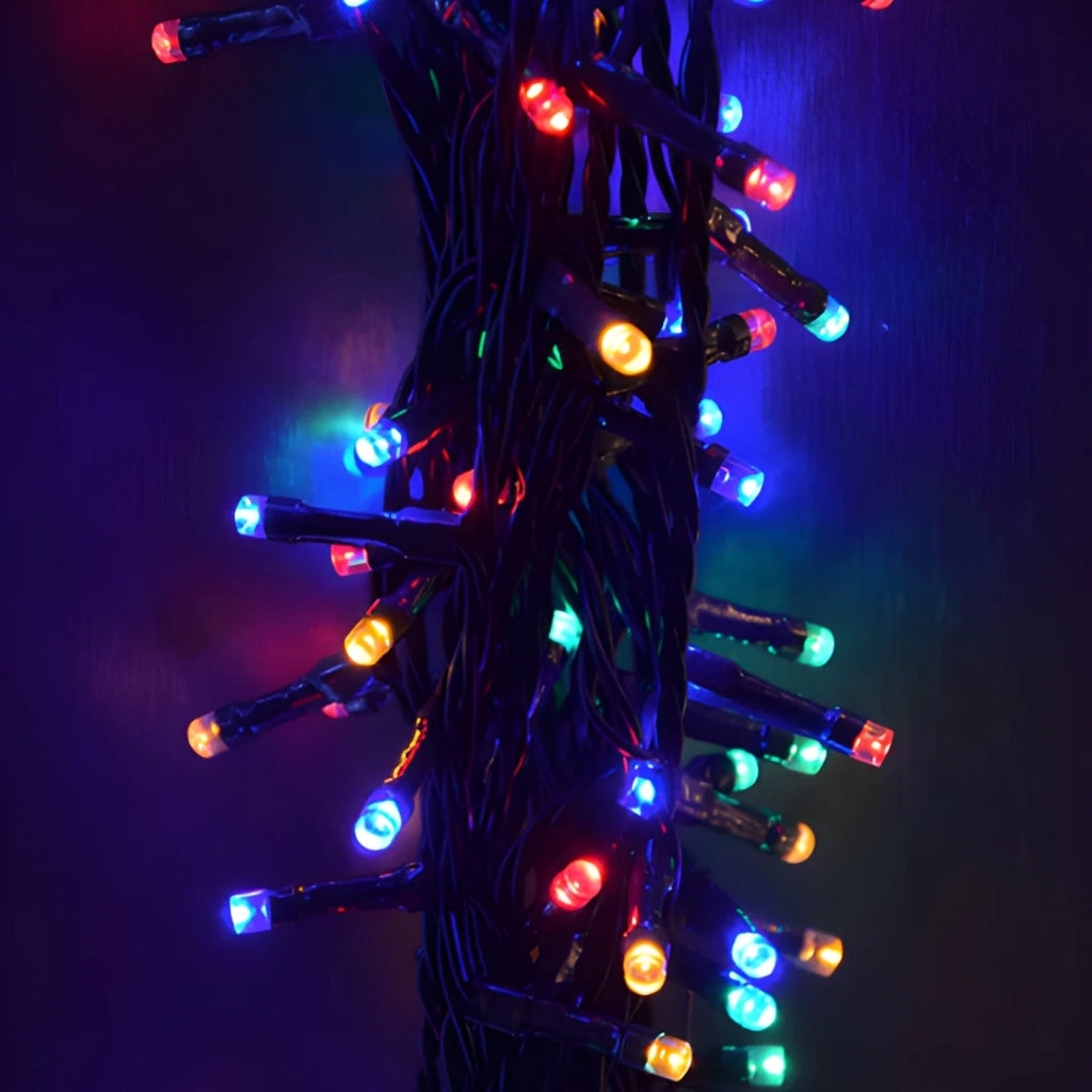 LUCI DI NATALE A LED 100LED MULTICOLOR INTERNO ESTERNO IP44 8 GIOCHI DI LUCI CON MEMORIA