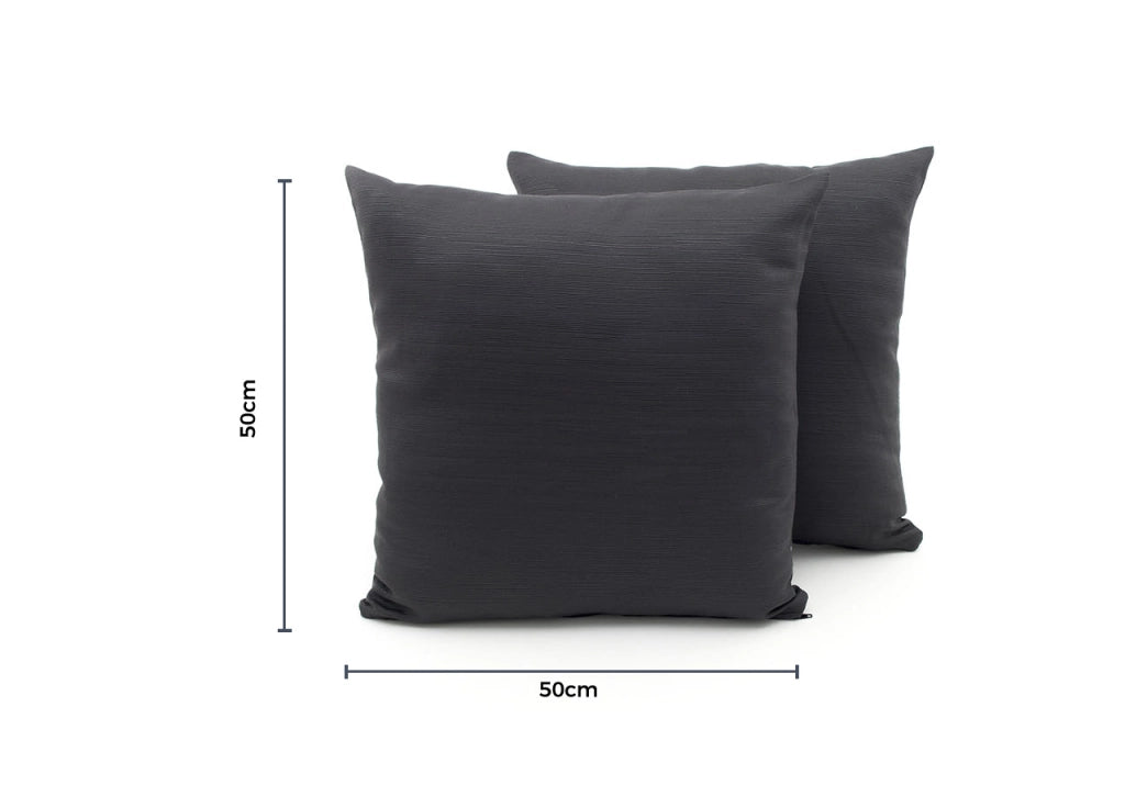 Coppia Cuscini Arredo Imbottiti Tessuto Ottoman In Tinta Unita Colore Grigio 44 - 50x50 - Grigio 44