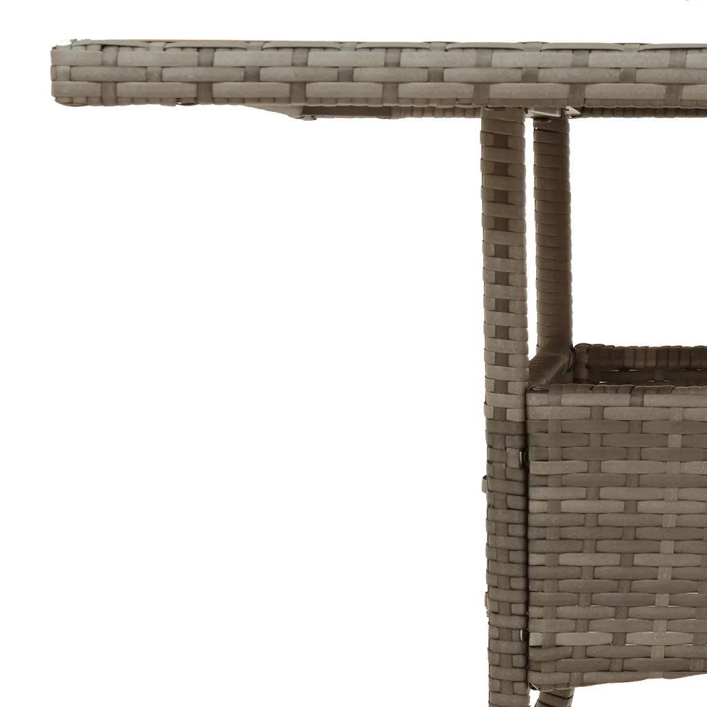 Tavolo da Giardino Piano in Vetro Grigio 80x80x75 cm Polyrattan