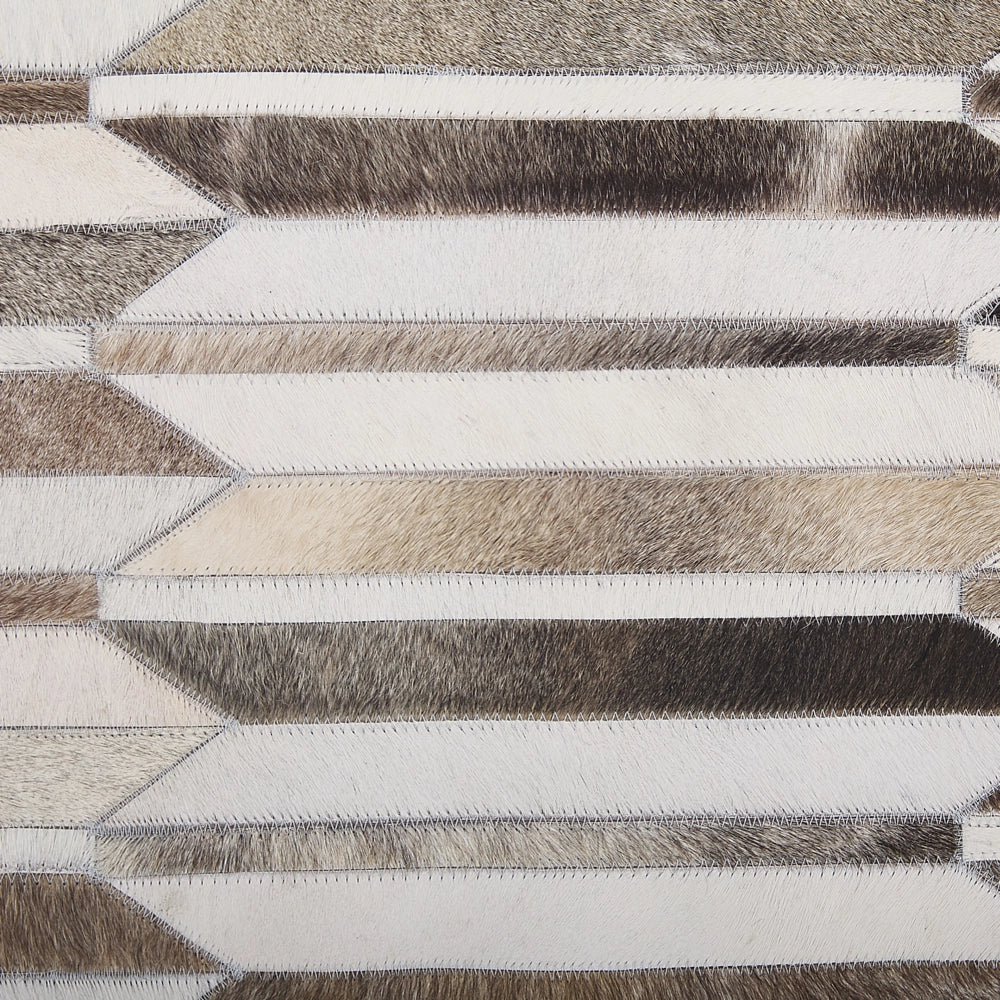 Tappeto rettangolare in pelle di vacchetta beige e marrone 140 x 200 cm Patchwork retrò