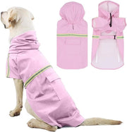 Impermeabile per Cani - Resistente al Vento e all'Acqua con Strisce Riflettenti, Cappuccio Regolabile e Foro di Collo - Adatto per Cani Piccoli, Medi e Grandi