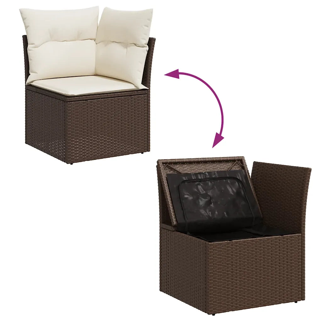 Set Divani da Giardino 9pz con Cuscini Marrone in Polyrattan 3326504