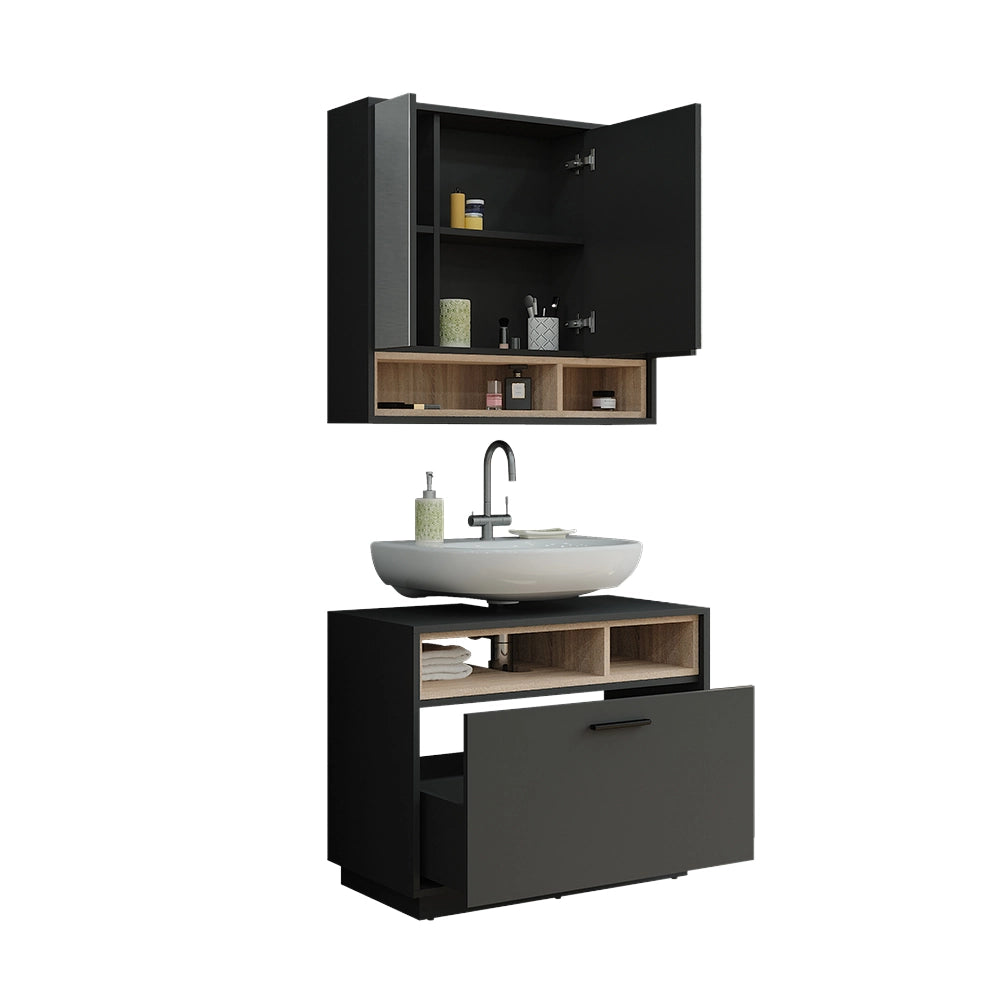 Vicco Set di mobili da bagno Antracite/Sonoma Set 1