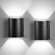 Set 2 Applique LED da Parete 2 LED Design Curvo Compatto IP65 Interno/Esterno Luce Naturale o Fredda Nero o Bianco Luce Fredda - Nero
