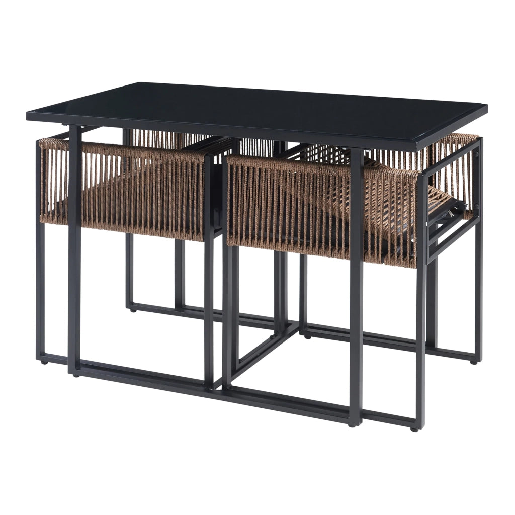 Set di mobili da giardino da 3 pezzi nero marrone grigio 03_0009414