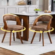 Sedia da Pranzo Girevole Imbottita in Legno ¨C MINIMAL ¨C Tessuto Caff¨¨, Schienale Curvo