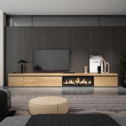 Mobile TV Soggiorno, 368x35x45, Camino elettrico XXL, colore Rovere RF3694