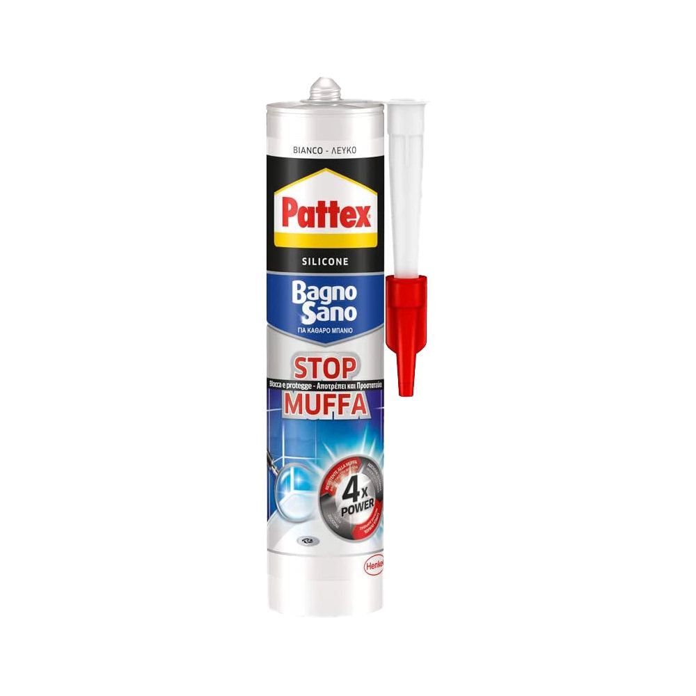 SILICONE BAGNO SANO 'STOP MUFFA' PATTEX 300 ml - col. Bianco - PATTEX