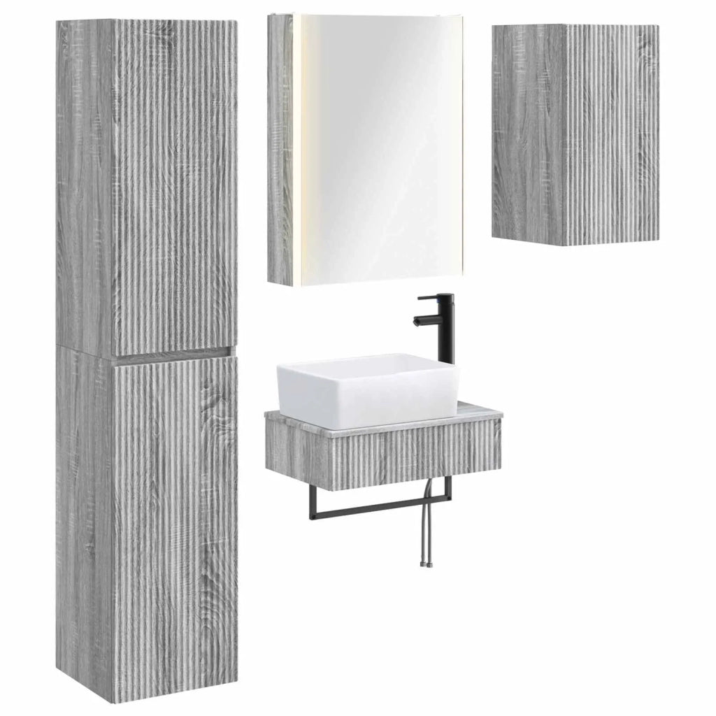 Set di mobili per il bagno 5 pcs Sonoma grigio 3407284