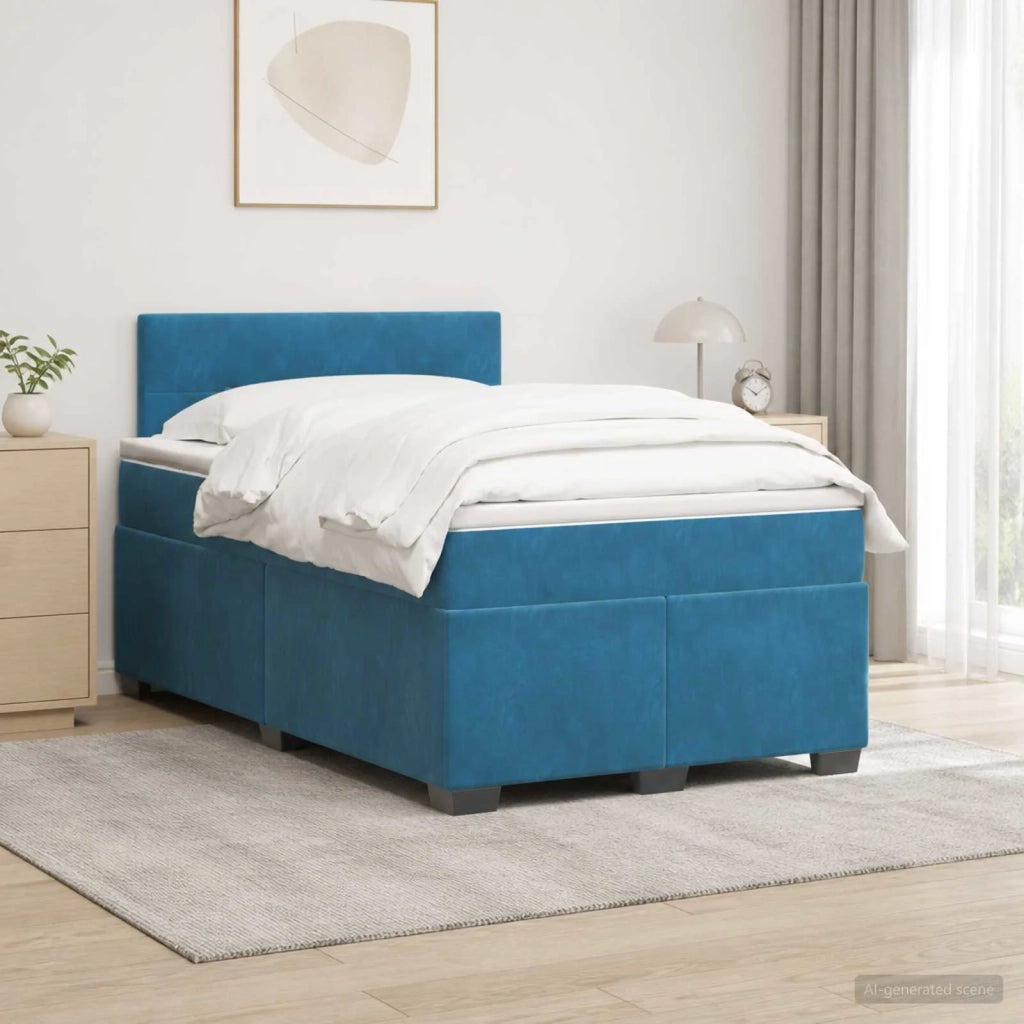 Letto con Box Spring, Materasso e LED Blu 120 x 200 cm Velluto 3452160