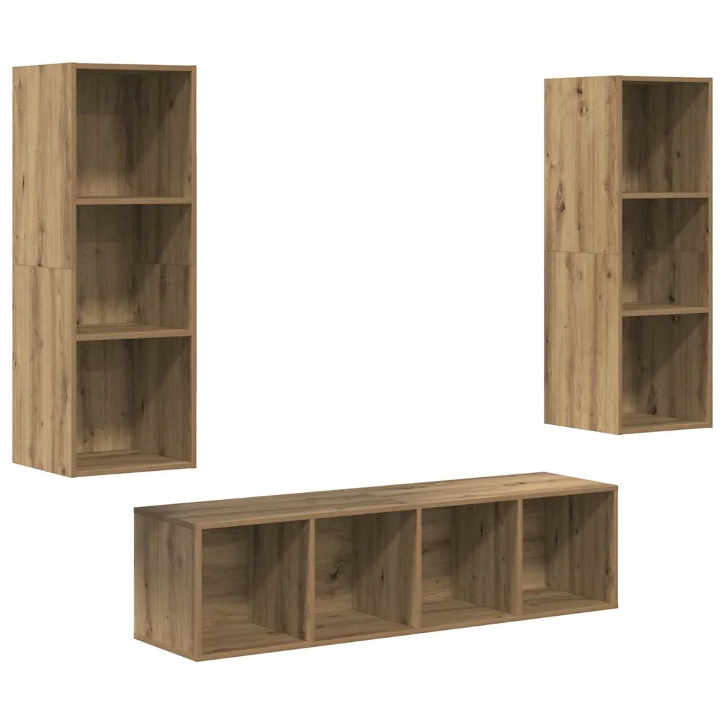 Set mobile TV 3 pz Rovere artigianale Legno ingegnerizzato 3393131