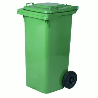 BIDONE QUADRO NETTEZZA URBANA CON RUOTE LT.240  cm.72x58x106h  verde    ICS