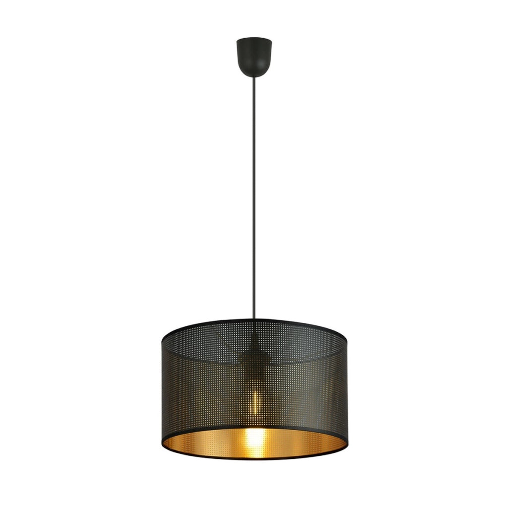 Lampada a sospensione ASTON in acciaio nero e oro