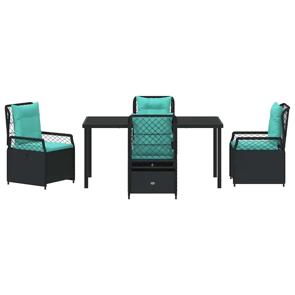 Set da Pranzo per Giardino 5 pcs Nero polyrattan 3381061