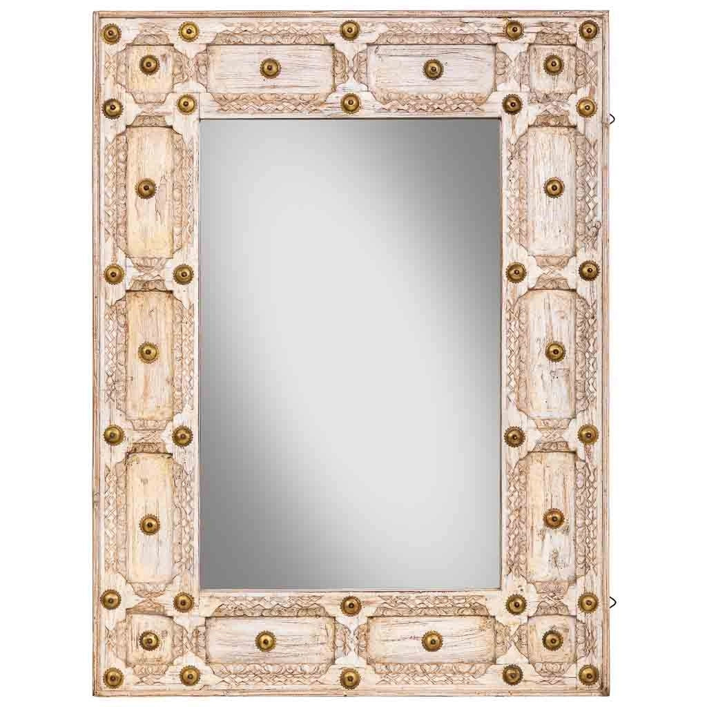 Specchio in legno marrone fatto a mano, 80x4x107h cm
