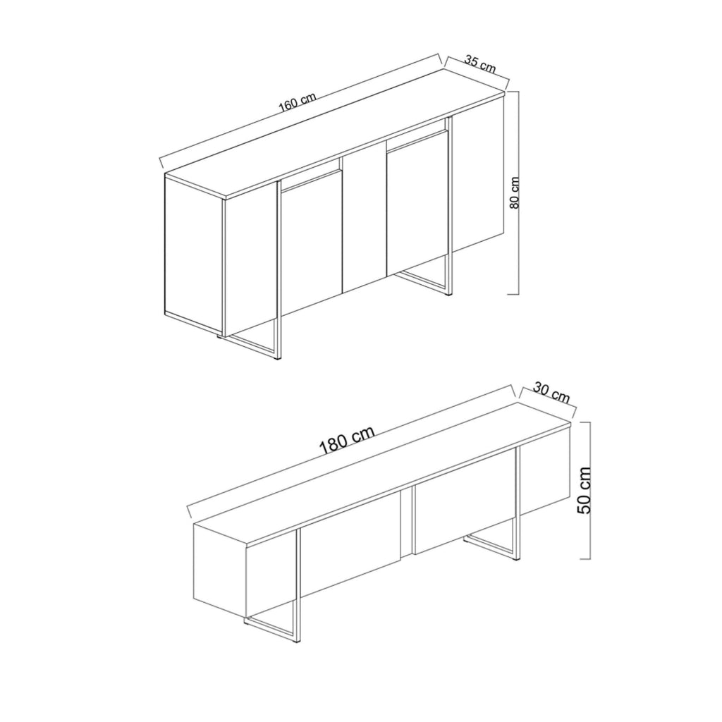 Pignano, set Mobili da Soggiorno Modulabile, Bianco