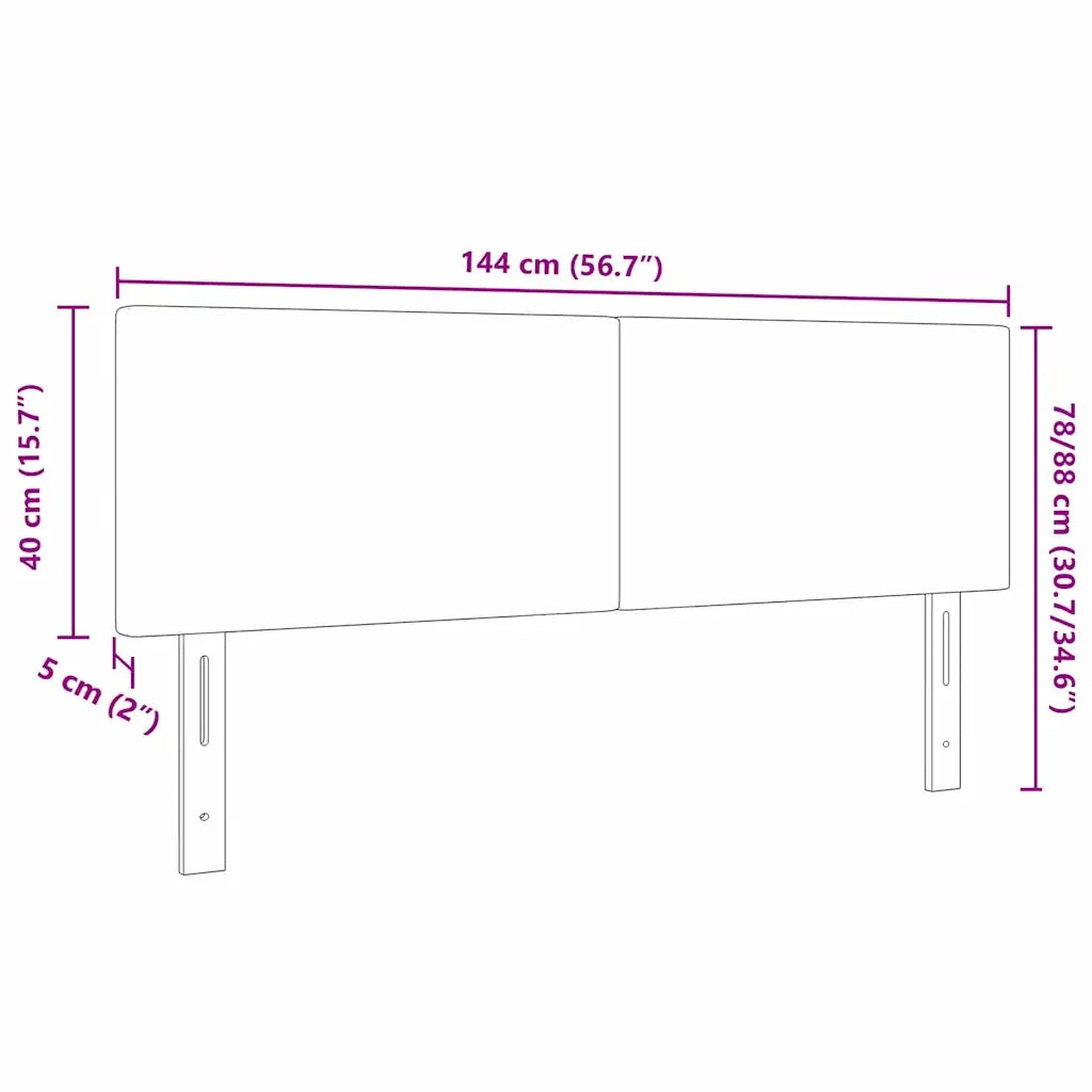 Testiera LED con testiera Grigio scuro 144 cm Tessuto in Cords 3338026