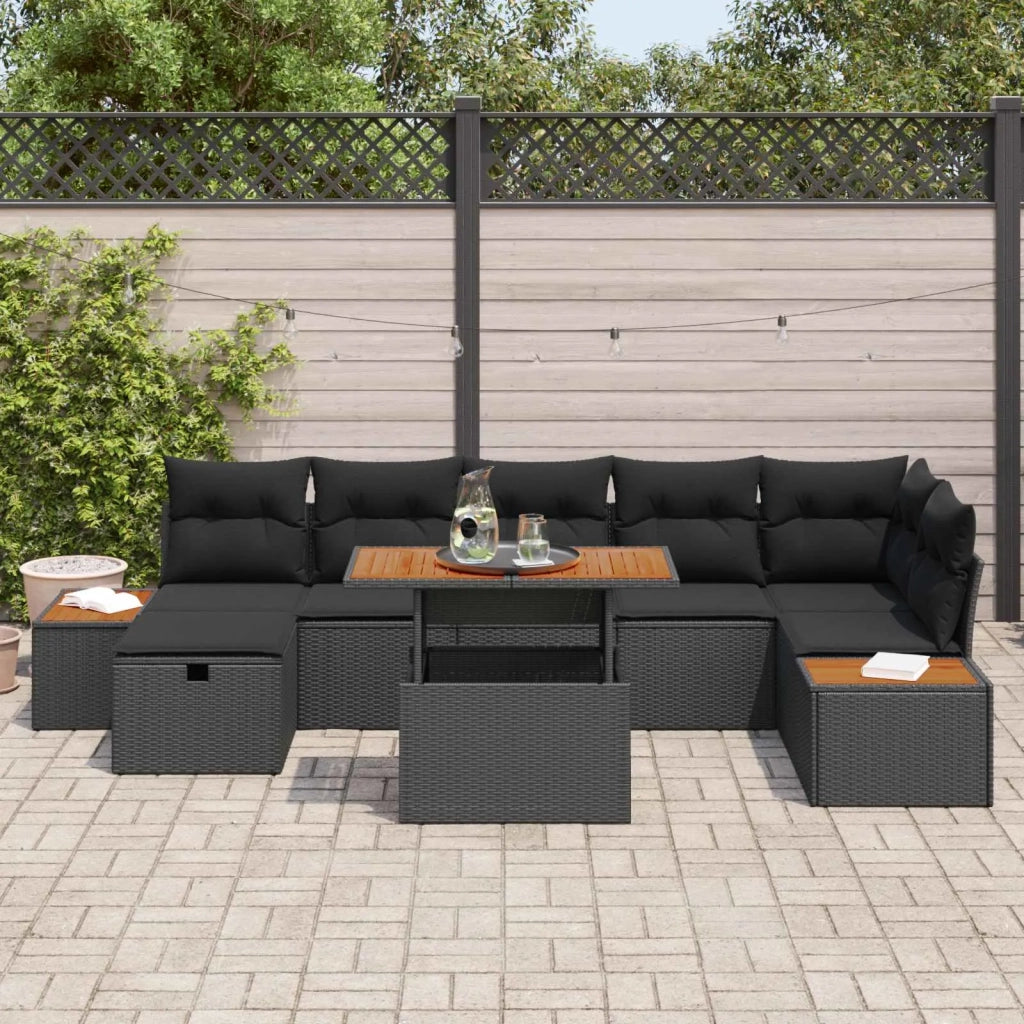 Set Divano da Giardino 8 pcs Nero polyrattan 3361415