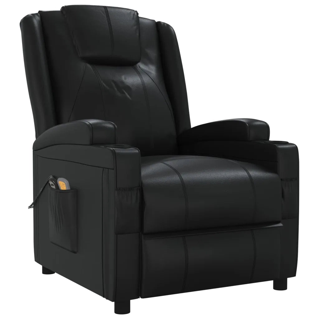 Poltrona Massaggiante | Sedia Relax Elettrica Nera in Similpelle