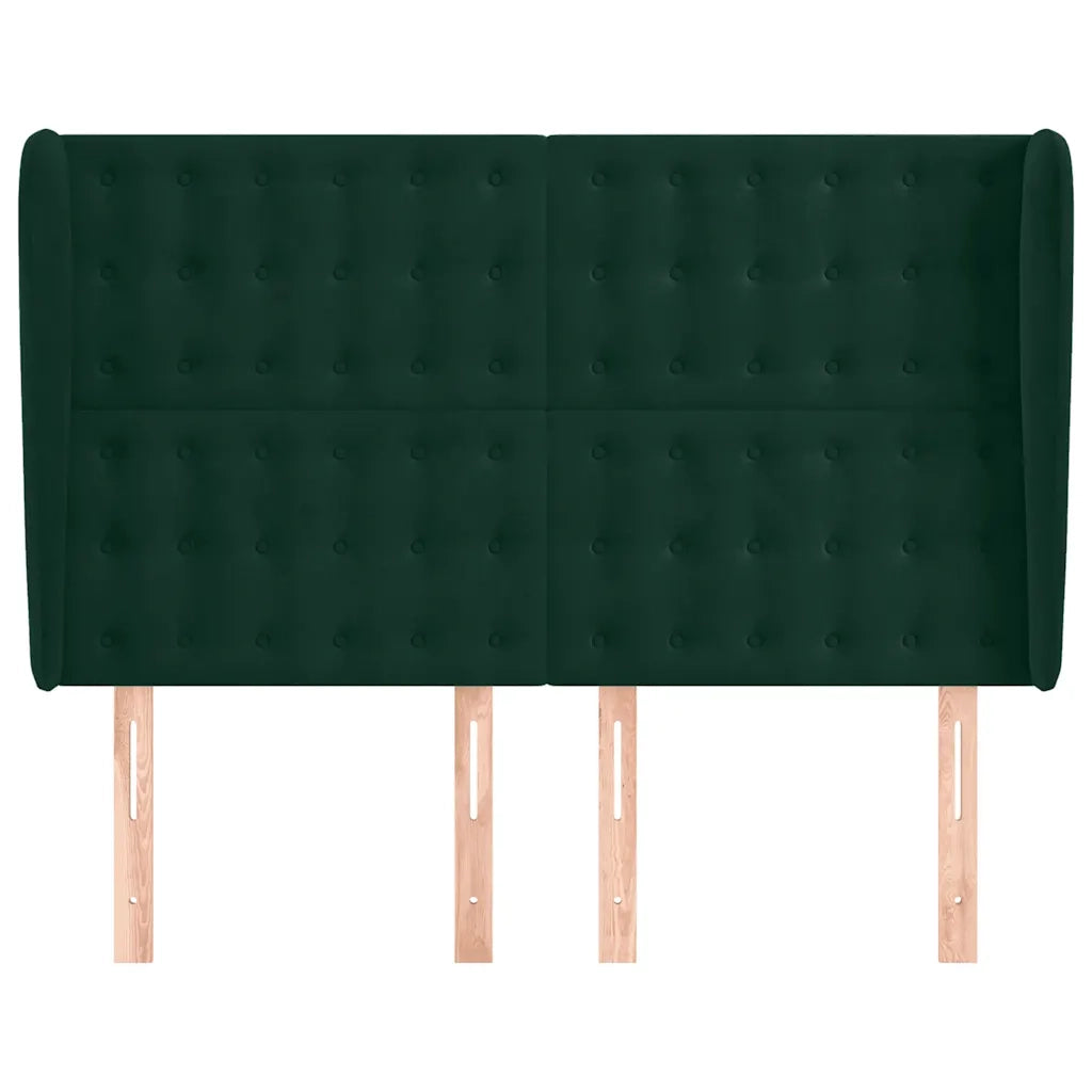 Testiera ad Orecchio Verde Scuro 147x23x118/128cm in Velluto 3118441
