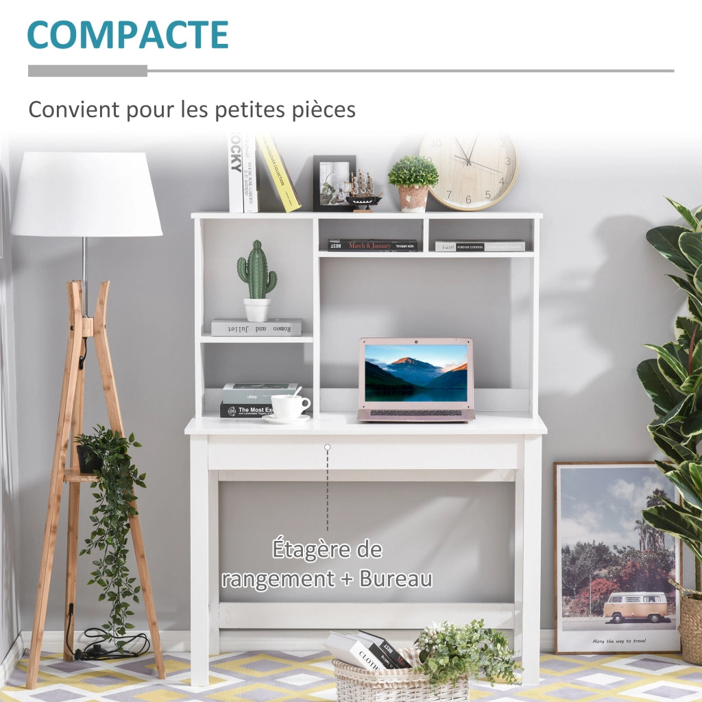 Scrivania con libreria ¨C zephmum ¨C bianco 105x50x137.5 cm