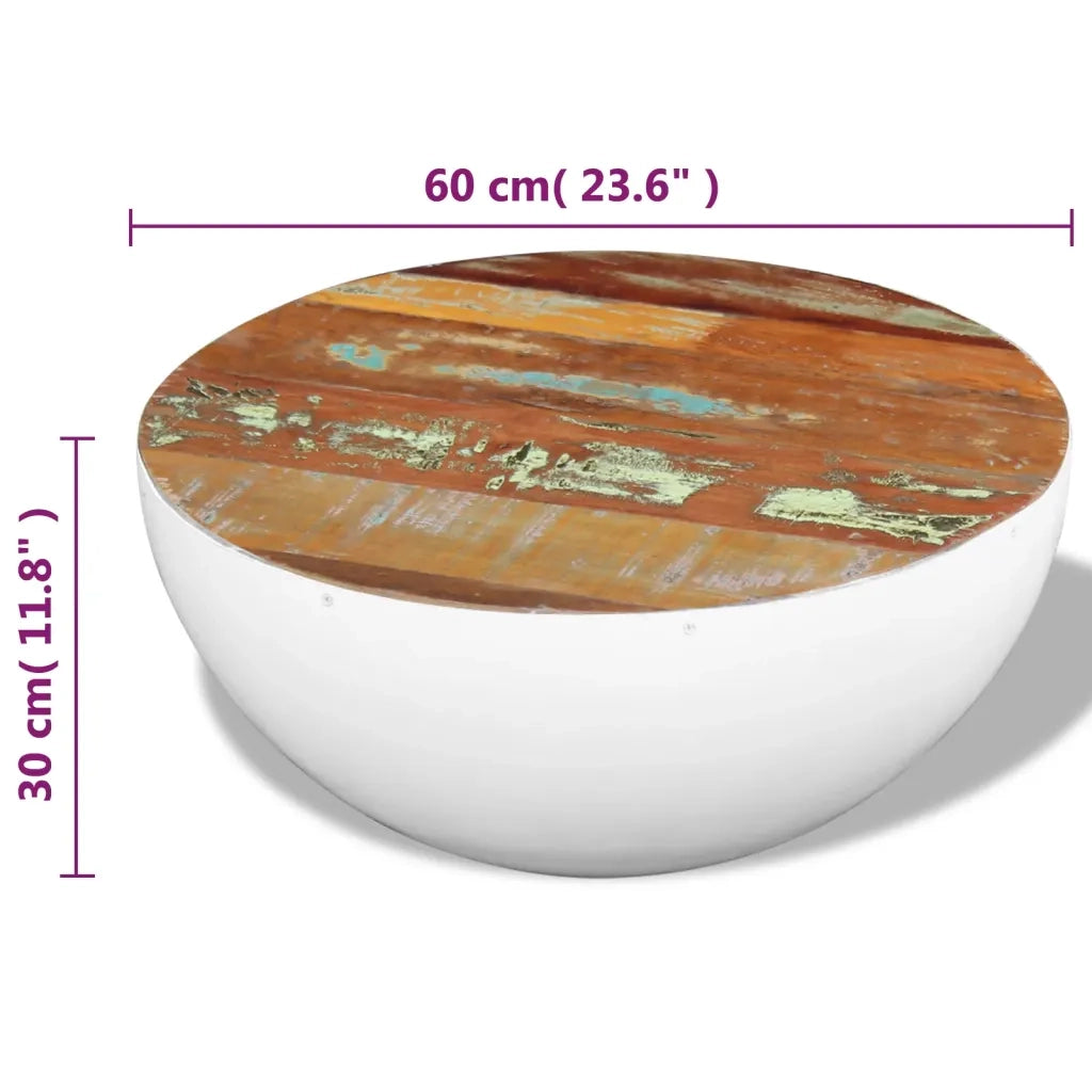 Tavolino da CaffÃ¨ Forma di Coppa Legno di Recupero 60x60x30cm cod mxl 20846