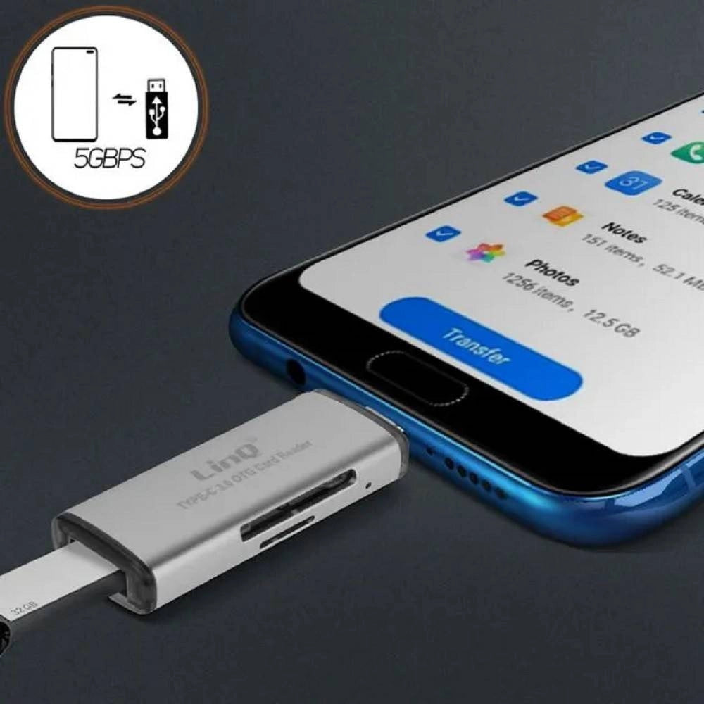 Trade Shop - Lettore Schede Sd/micro-sd Connettore Type-c Funzione Otg Con Usb Femmina Tpc516 -