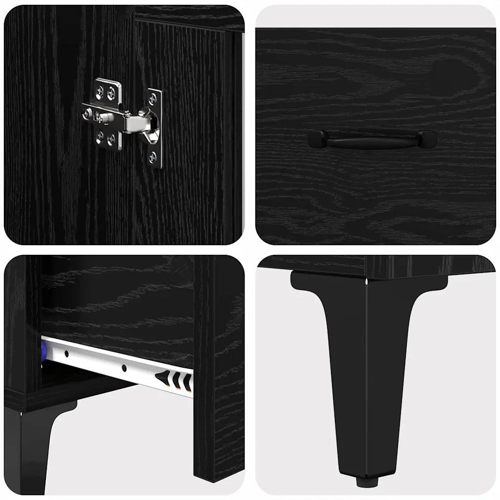 Credenza con Cassetto-Buffet-Armadio da cucina Rovere Nero 70 x 31 x 115 cm 368181
