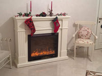 Camino Elettrico da Pavimento 110x130x33 cm Effetto Fiamma 1500W Atena Panna