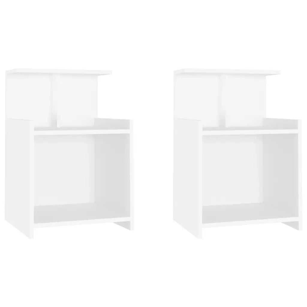 Comodini 2 pz-Set di 2 Tavolino da notte Bianchi 40x35x60 cm in Legno Multistrato