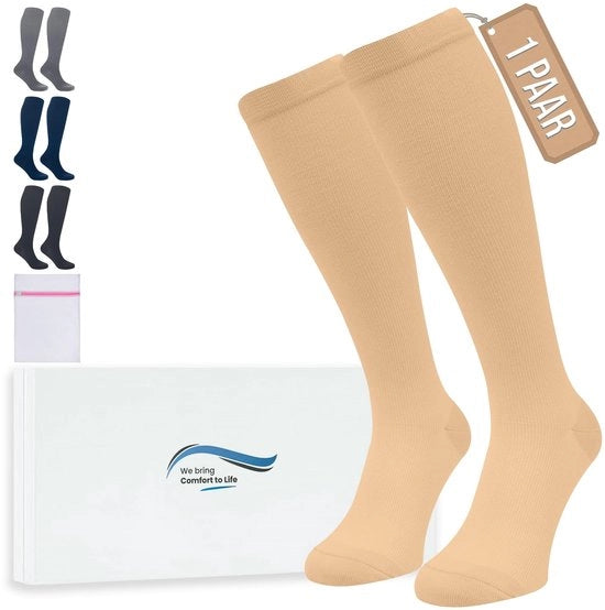 Sokke di compressione Comfortevoli - Sokke per sport - Sokke alta caviglia - Per corsa/atletica - Per viaggio/corsa/a bicicletta - Incluso sacchetto per lavaggio - Sokke di compressione