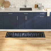 Tappeto da Cucina-Tappetino da Cucina Nero 150 x 45 cm Velluto 390982