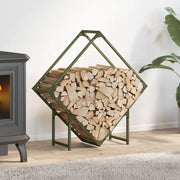 vidaXL Rastrelliera per Legna da Ardere Verde Oliva 80x25x80 cm